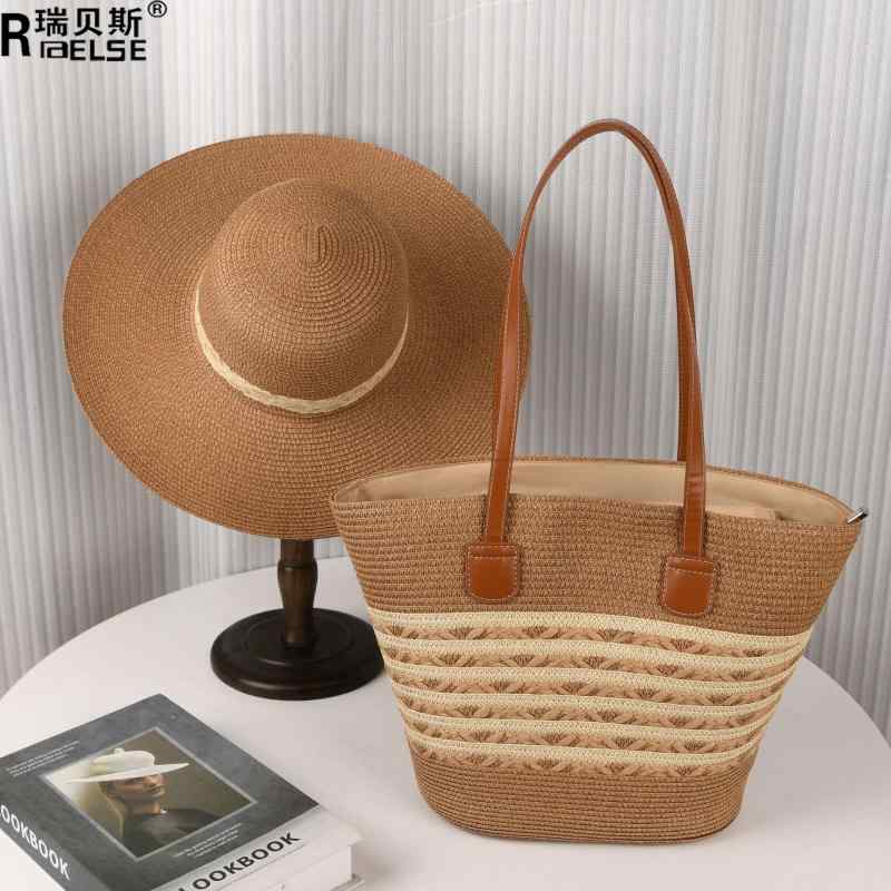 麦わら帽子 バッグ レディース 春夏 アウトドア 旅行 日焼け防止 大つば ハット 鞄 カゴバッグ