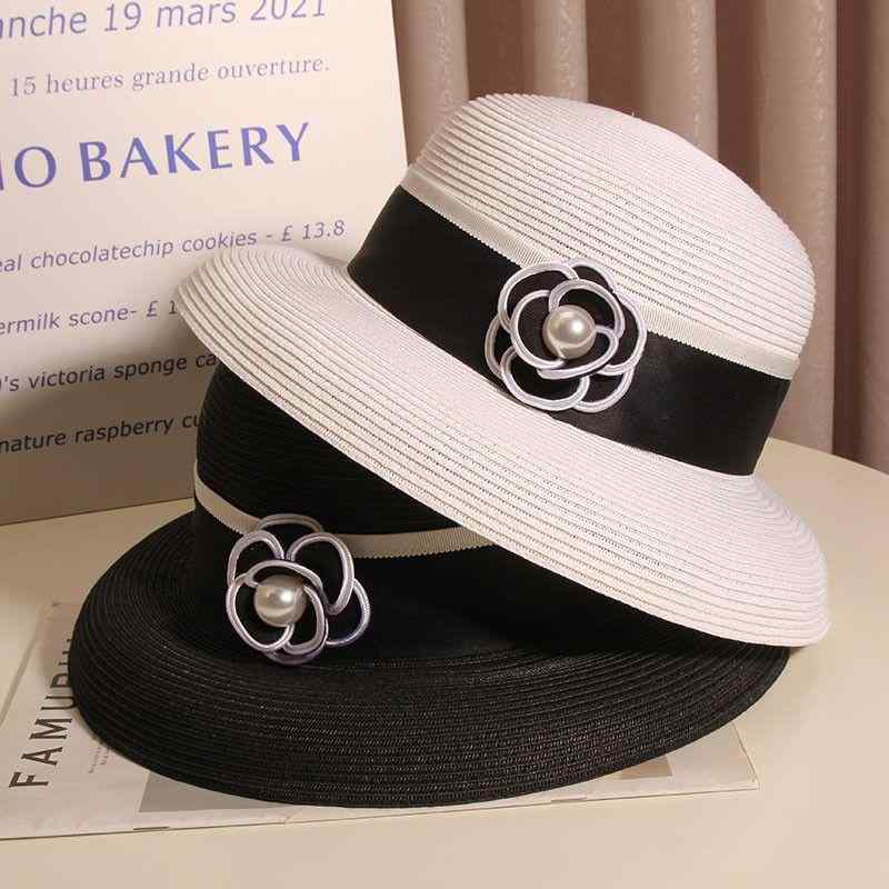 麦わら帽子 レディース 春夏 漁夫帽 チューリップハット 遮光 通気性 日焼け防止 ベージュ系 ブラック..