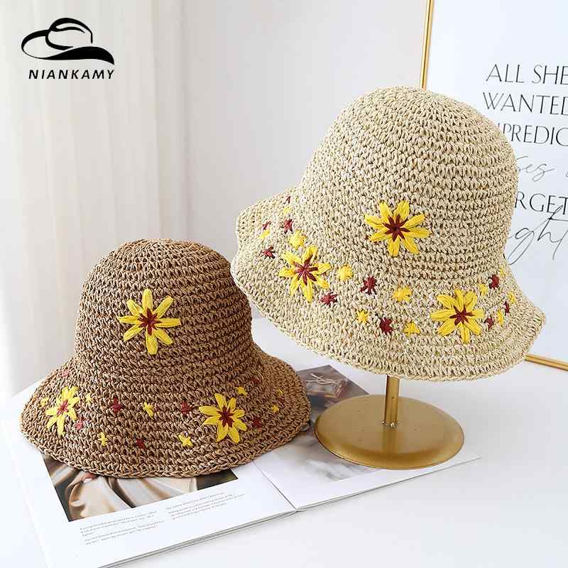 麦わら帽子 レディース 春夏 UVカット 紫外線対策 日焼け防止 折りたたみ 遮光 通気性 調整可能 ベージュ カーキ色 女性用 帽子 つば広帽子 ハット 旅行用 ビーチ・カテゴリ: 帽子・流行要素: 小さなヒナギク・帽子のタイプ: 草帽・帽子のデザイン: 丸い・つばの形状: 広いつば・カラー: カーキ、ベージュ・サイズ: 調節可能（54-58cm）・機能: 日焼け防止、速乾性、通気性、遮光・スタイル: 万能、ミニマル、カジュアル、おしゃれ、シンプル、欧米、ハイセンス・生地: 紙草・スタイルの分類: ファッション・加工技術: 機械刺繍・流行要素の分類: 植物、花柄