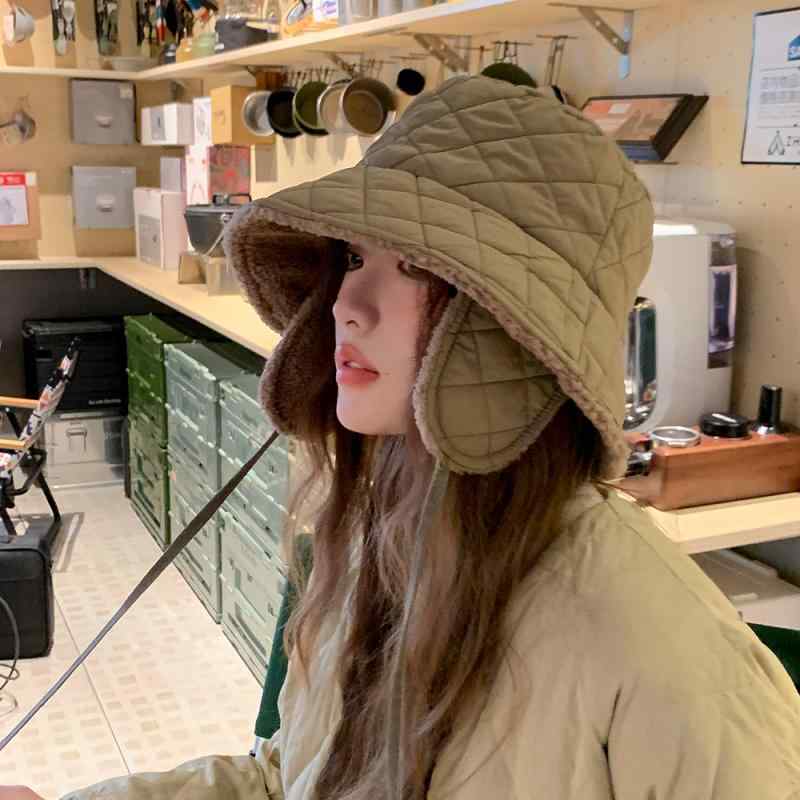 帽子 レディース 防寒 飛行帽 秋冬 あったか アウトドア スキー キャップ 耳あて付き 防風 ブラック カーキ ベージュ(4)