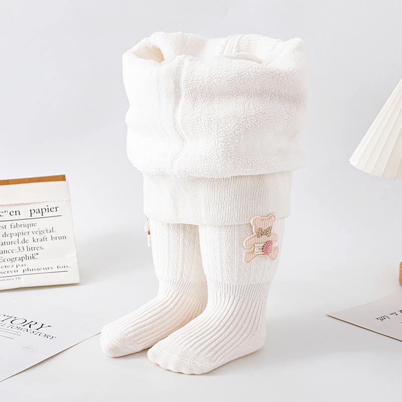 子供用レギンス タイツ 裏起毛 厚手 秋冬 女児 ベビー キッズ コットン 白色 無地 60 70 80 あったか ..