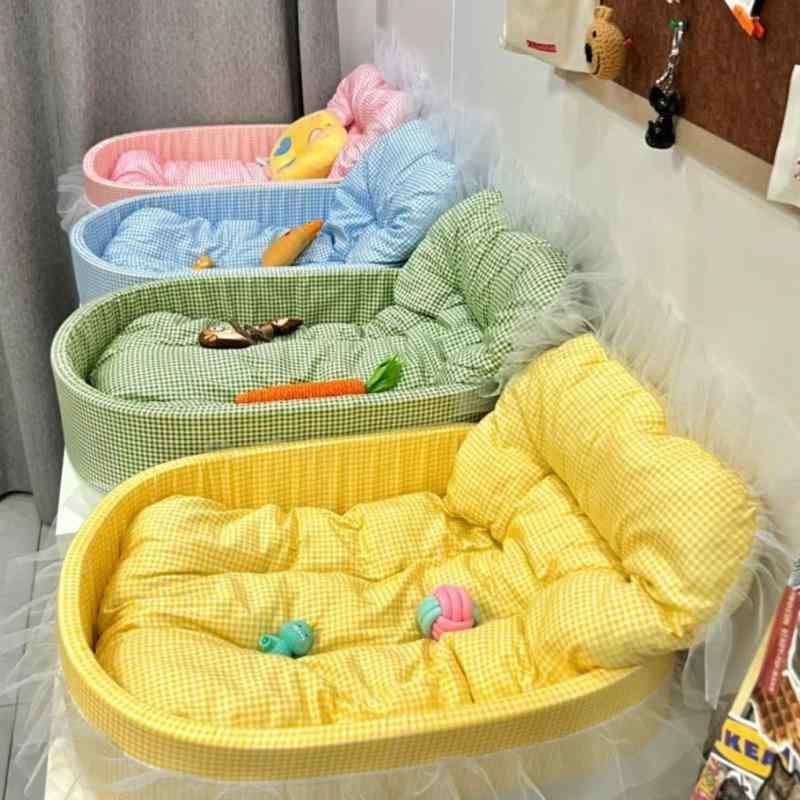 ペット用ベッド 小型犬 猫 マカロンカラー 春夏秋冬 オールシーズン 洗える 暖かい 寝袋