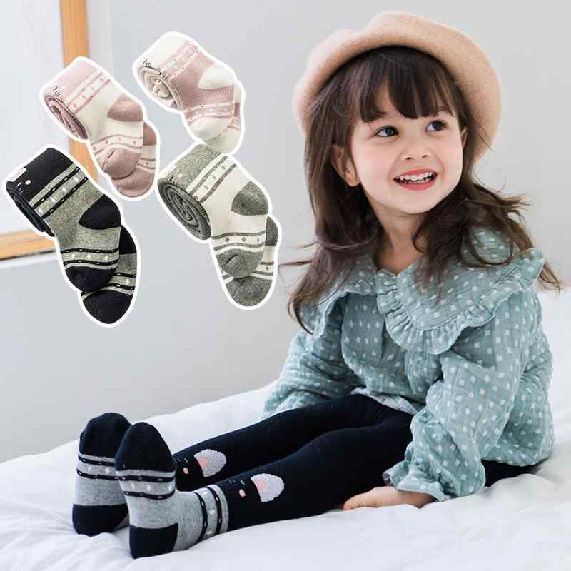 ベビー キッズ タイツ レギンス 秋冬 厚手 裏起毛 あったか コットン 女の子 子供 赤ちゃん 猫柄 かわいい Mサイズ Lサイズ