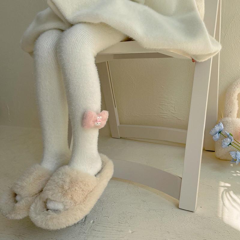 靴下 キッズ うさぎ耳 裏起毛 タイツ 厚手 ガールズ 女の子 子供(x3)