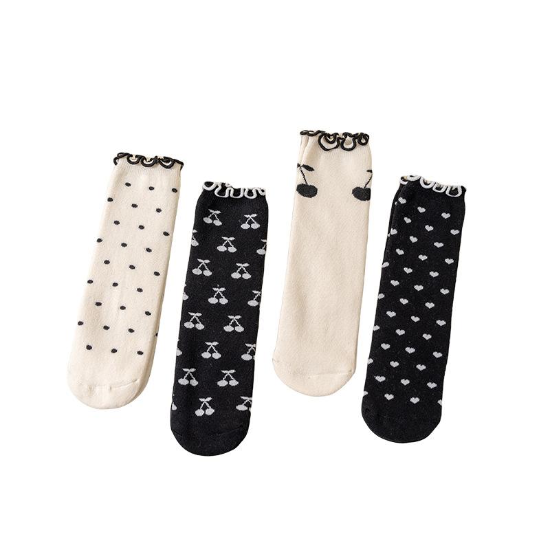 靴下 キッズ 秋冬 毛混 パイル編み ソックス 中筒 厚手 女の子 男の子 あったか かわいい 通気性 吸汗 ..