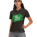 ポロシャツ レディース ゴルフウェア 半袖 スポーツウェア カジュアル プリント柄 接触冷感 ポリエステル ブラック 春夏