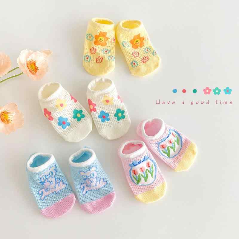 靴下 子供用 ベビー 女児 短い靴下 薄手 春夏 綿 花柄 超短筒 船型 スニーカーソックス 通気性 吸汗性 1歳 2歳 3歳 4歳 5歳 6歳 7歳 8歳