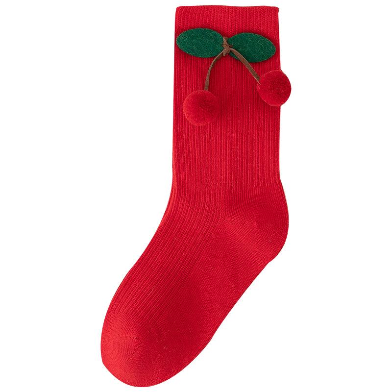 靴下 キッズ 女の子 子供 中筒ソックス 蝶結び かわいい 赤色 お祝い事 イベント 通気性 吸汗性