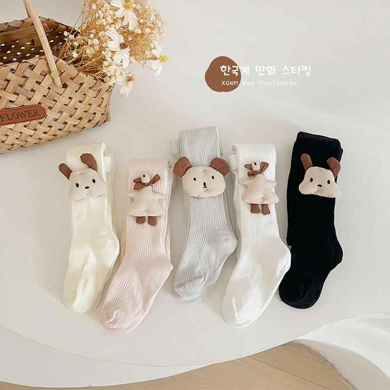 子供服 女の子用 レギンス スパッツ 春夏用 コットン 混紡 縦縞 無地 かわいい飾り付き 通気性 吸汗性 ..