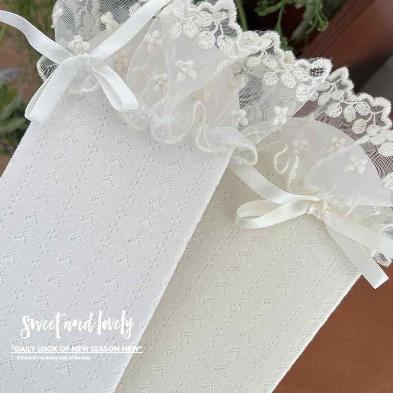 子供服 女の子用 レギンス スパッツ 薄手 春夏 ロリータ風 バタフライ リボン フリル レース コットン(x2)