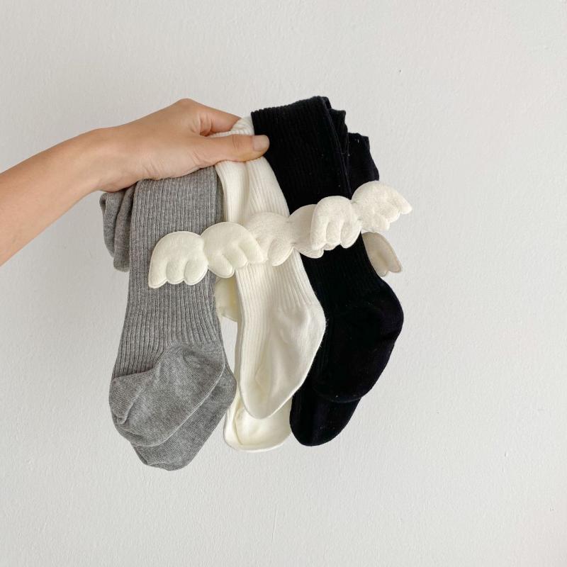 靴下 キッズ ベビー 女児 百搭 ストッキング 高弾性 コットン 翼 デコレーション 春秋 かわいい 無地 ..