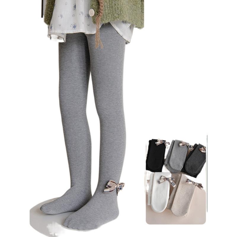 子供服 キッズ 女の子用 厚手 あったかレギンス 秋冬 大判リボン付き 無地 スパッツ Mサイズ Lサイズ X..