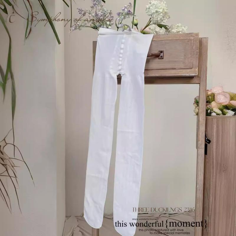 タイツ キッズ 女の子 子供 バレエ ダンス 白 レギンス 提花 ストライプ 春夏 薄手(x8)