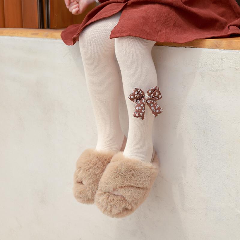 ベビー キッズ タイツ 春秋 韓国風 小花柄 リボン付き ガールズ 女児用 厚手 レギンス スパッツ 6ヶ月 ..