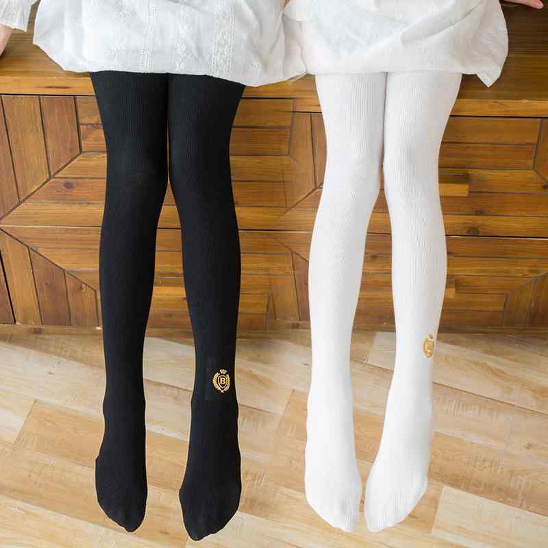 キッズ タイツ スパッツ 春秋 綿 縦ストライプ プリント ロゴ 子供服 レギンス 白 黒 グレー ベージュ ..