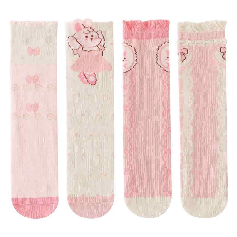靴下 キッズ 女の子 子供 A類コットン かわいい キャラクター柄 ソックス 中筒 秋冬 通気 吸汗 防臭 猫..