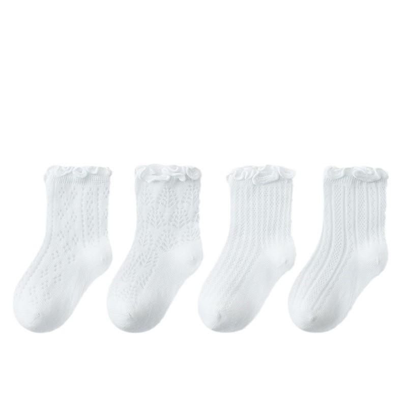 靴下 キッズ ベビー 春夏 薄手 メッシュ 通気性 吸汗 無地 レース付き 締め付けない 子供用 靴下 ソッ..