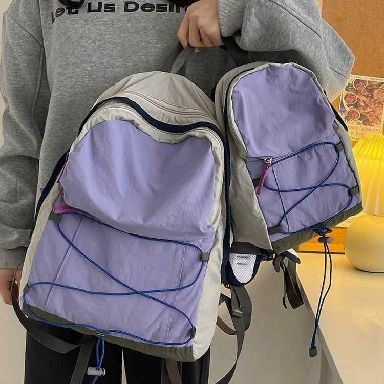 リュック レディース 軽量 春行楽 旅行 登山 スポーツ アウトドア 小さめ ナイロン製 バックパック 白 紫色 青(4)