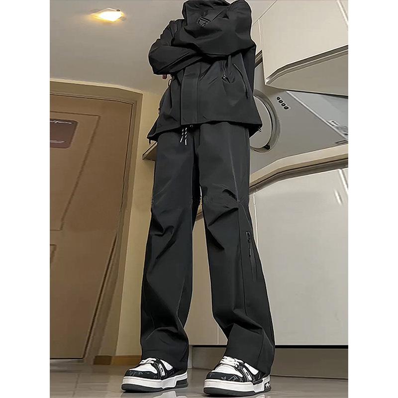 パンツ メンズ アウトドア 登山パンツ 防水 防風 ストレートパンツ スポーティ カジュアル 無地 春秋 薄手 ズボン 黒 グレー