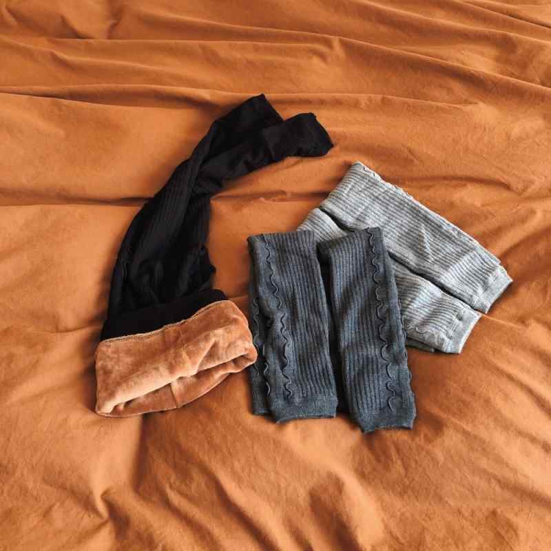 靴下 キッズ 厚手 リブ編み 男女兼用 無地 秋冬 S（95-105cm）M L（120-130cm）コットン 70% グレー ブラック(x2)