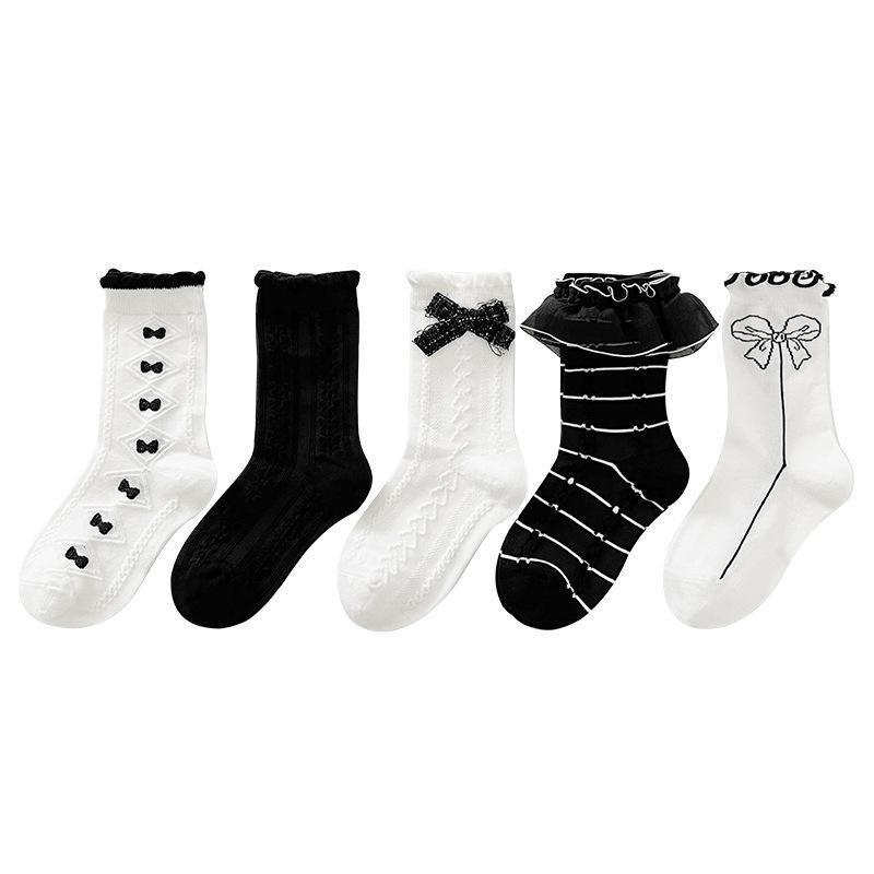 靴下 キッズ 女の子 子供 レース フリル リボン バタフライ 蝶結び プリンセス 中丈 ソックス 綿 通気 ..