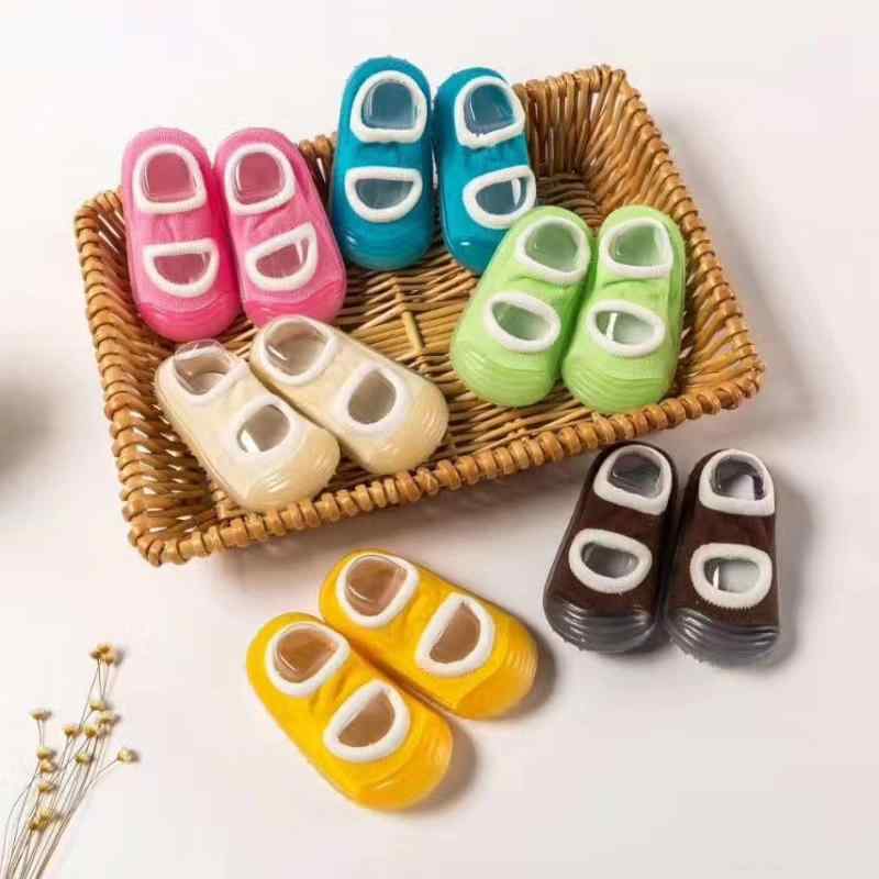 靴下 キッズ ベビー 赤ちゃん 滑り止め付き ルームシューズ 室内履き 床暖房対応 春秋 薄手 通気性 0歳 1歳 2歳 3歳 ピンク系 イエロー系(x2)