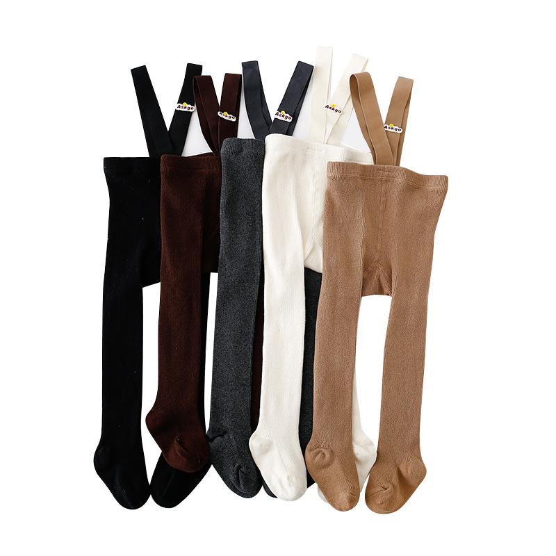 キッズ タイツ 春秋 薄手 A类 精梳綿 通気性 無地 ベビー レギンス 7分丈 9分丈 S M 白 黒 グレー