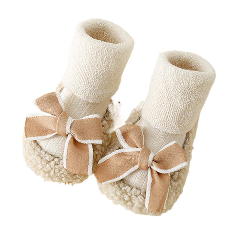 靴下 ベビー 秋冬 厚手 フロアソックス 赤ちゃん 女の子 かわいい プリンセス 毛混 中筒 滑り止め付き(..