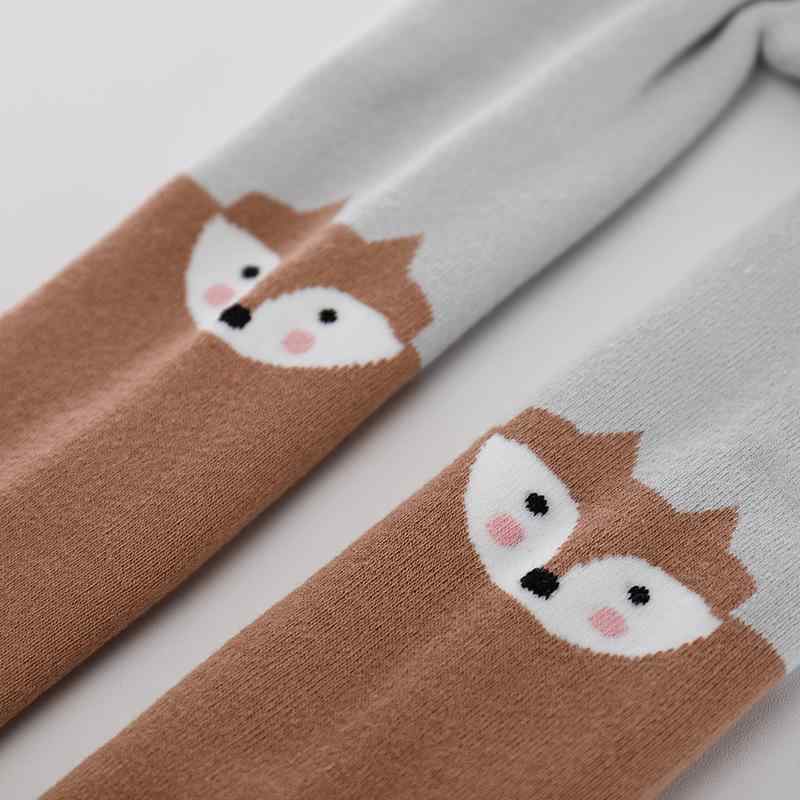 キッズ タイツ 厚手 裏起毛 コットン 動物柄 あったか レギンス 女の子 男の子 冬(x2)