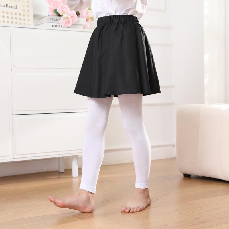 キッズ タイツ スパッツ 女の子 子供服 精梳綿 春秋 薄手 白 黒 無地 90 100 110 120 130 140 150cm