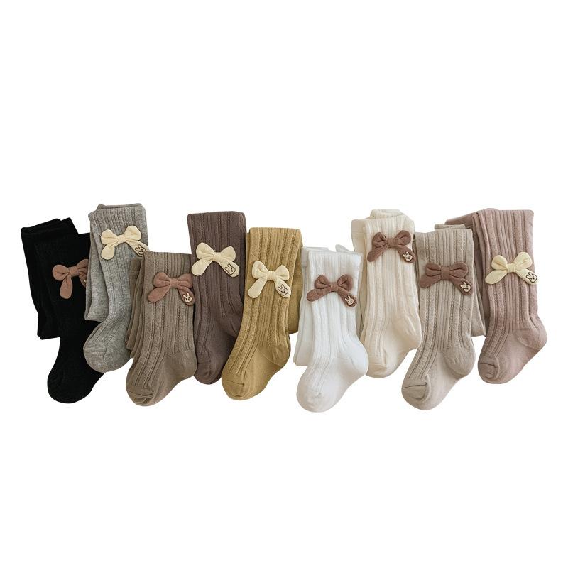 キッズ タイツ 春秋 薄手 刺繍 ウサギ柄 女の子 ベビー 針織り コットン 通気性 無地 ホワイト グレー ..