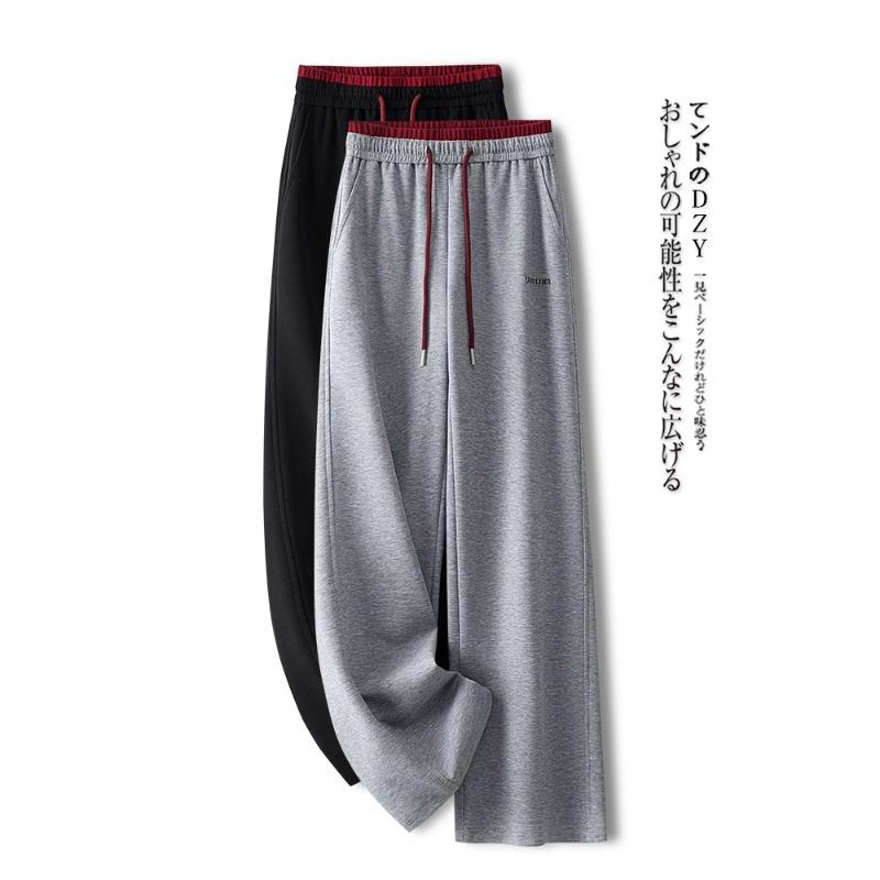 パンツ レディース ワイドレッグパンツ コットン混紡 春秋 高見え グレー 黒 モノトーン ゆったり ハイ..