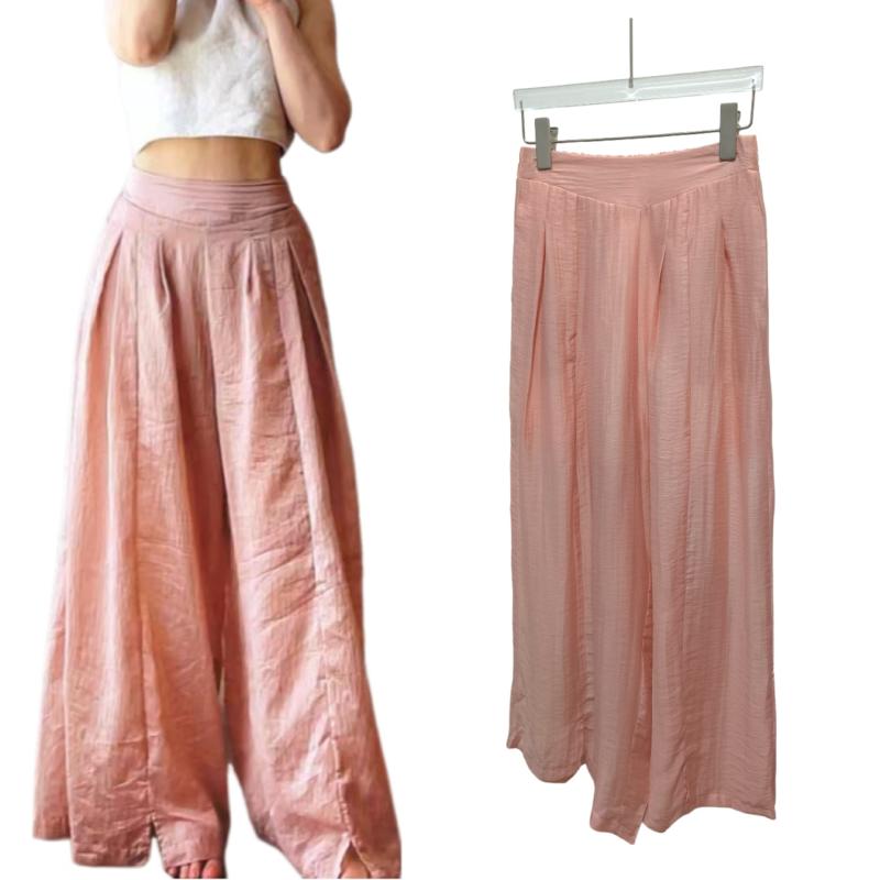 ヨガパンツ レディース 天絲麻 リネン 高腰 ワイドレッグパンツ 薄手 接触冷感 ポケット付き 伸縮性 リ..