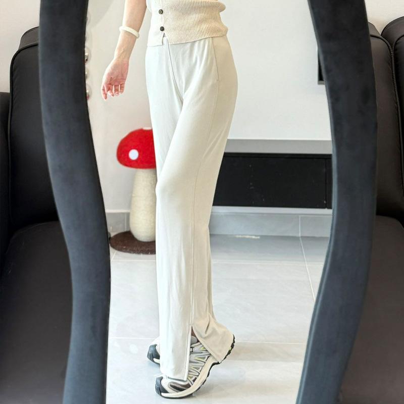 ヨガパンツ レディース ドレープ 喇叭パンツ モダール 長ズボン 黒 青 白 カーキ S M L