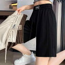 ハーフパンツ レディース 大きいサイズ ゆったり 高見え ポリエステル 接触冷感 薄手 スポーツ ウェア 5分丈 ワイドパンツ ズボン ボトムス カジュアル か...