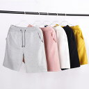 ハーフパンツ メンズ レディース 全綿 スウェットパンツ ペア 部屋着 ルームウェア 普段使い ゆったり 大きめサイズ ピンク ブラック イエロー グレー ホワ...