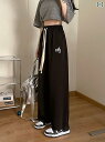 パンツ レディース 少女 カジュアルパンツ ワイドパンツ ストレート ポリエステル 伸縮性 ポケット ブラック 大きいサイズ 春夏