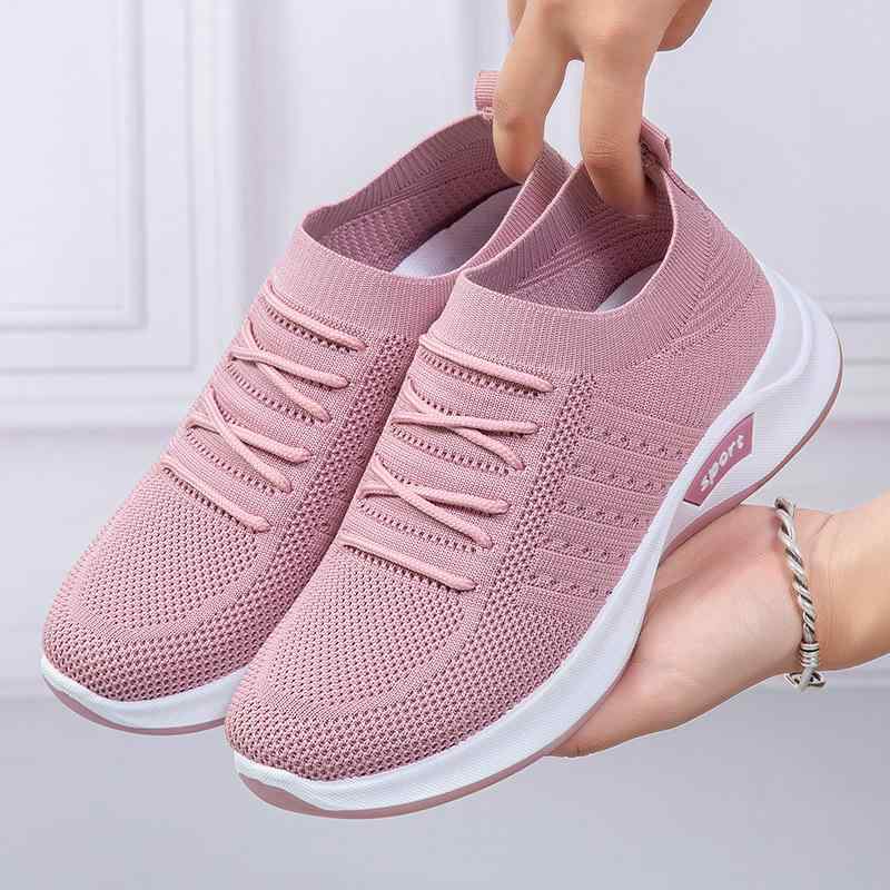 スニーカー レディース 運動靴 カジュアル ランニングシューズ 浅口 フラットソール 織物 メッシュ 春夏秋冬 ピンク系 白 黒