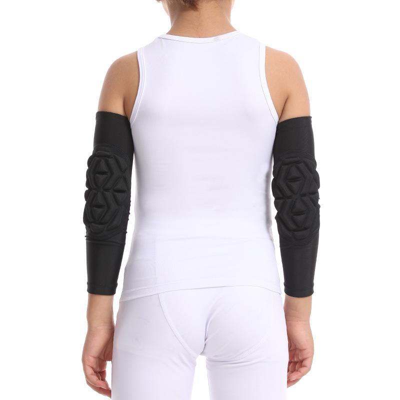 子供用 肘当て スポーツ用 アームスリーブ バスケットボール サッカー ローラースケート 運動用 プロテクター ハニカム 衝突防止 厚手 ポリエステル 黒