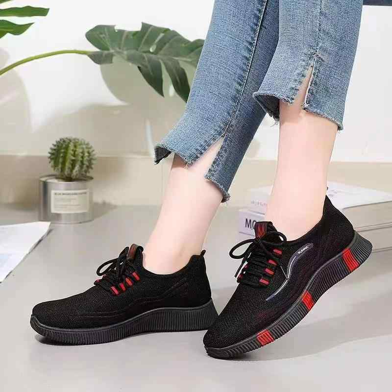 スニーカー レディース 運動靴 メッシュ 通気性 暖か 裏起毛 ぺたんこ靴 黒 ブラック レッド パープル 軽量 柔らかい 履きやすい 普段使い ウォーキング ジョギング 春夏 秋