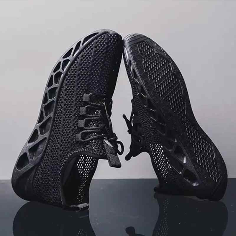 スニーカー メンズ 男性用 運動靴 黒 ブラック メッシュ 通気性 若者 普段使い ローカット ランニングシューズ ウォーキング 散歩(x500)