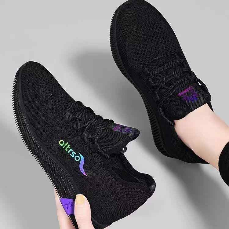 スニーカー レディース 運動靴 ランニングシューズ 黒 ブラック 滑り止め 柔らかい 靴底 布靴 ローカット ぺたんこ フラット 履きやすい 歩きやすい 普段使い 春夏 秋