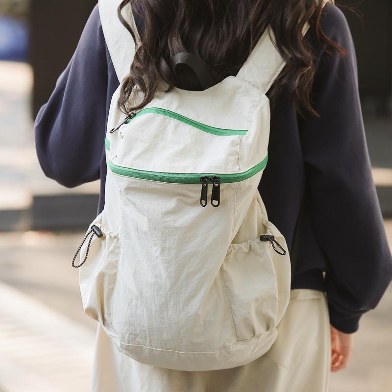 リュックサック レディース メンズ 軽量 撥水 ナイロン 大容量 バックパック かわいい きれいめ シンプル カジュアル 旅行 アウトドア 通勤 通学 ブラック オフホワイト系(4)