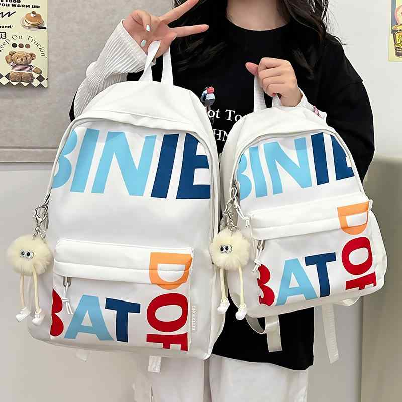 リュックサック レディース 大容量 高校生 通学 バッグ バックパック 軽量 撥水 ナイロン ブラック ホワイト 普段使い 旅行 アウトドア(4)