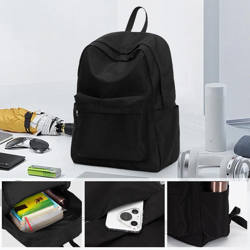 リュックサック メンズ レディース 男女兼用 スクールバッグ 大容量 旅行 スポーツ 耐摩耗性 15インチPC収納可能 カジュアル ストリート ブラック ポリエステル・カラー: ブラック・対象: 男女兼用・スタイル: ストリート・容量: 20L以下・機能: 耐摩耗性・対応PCサイズ: 38.1cm・柄: 無地・裏地: ポリエステル・特徴: ステッチ・背負システム: エアークッションベルト・シーン: 学校