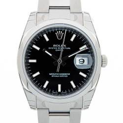 【ポイント2倍！5/9〜5/16 23:59まで】ロレックス　ROLEX　オイスターパーペチュアルデイト　115200　ブラック　34mm　SS　メンズ　新品