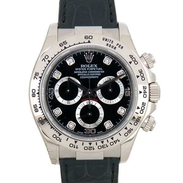 【ポイント2倍！5/9〜5/16 23:59まで】ロレックス　ROLEX　デイトナ　Ref.116519G　K18WG　8Pダイヤ　自動巻き　D番　革ベルト　USED　【中古】