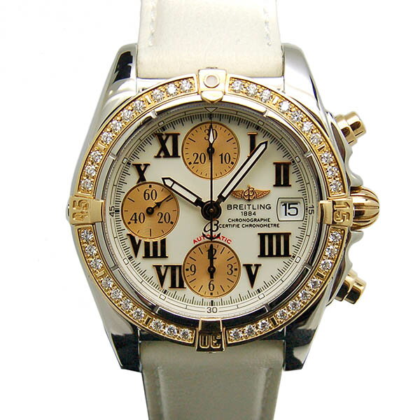 ブライトリング　BREITLING　クロノコックピット　18KPGベゼルダイヤ　C1335853/A655　SS　革ベルト　USED　【中古】