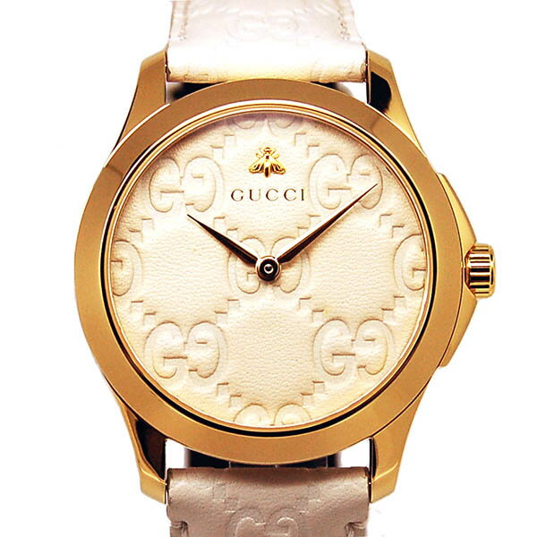 【新品アウトレット】グッチ　GUCCI　Gタイムレス　YA1264033　38mm　クォーツ　ホワイト　革ベルト