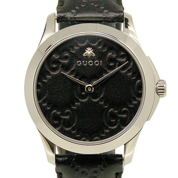 【新品アウトレット】グッチ　GUCCI　Gタイムレス　YA1264031　38mm　クォーツ　ブラック　革ベルト